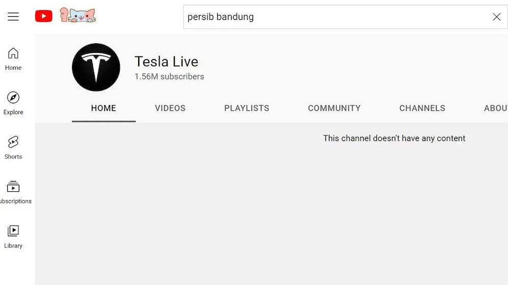 Akun YouTube Persib Bandung diretas (c) Tangkapan layar YouTube