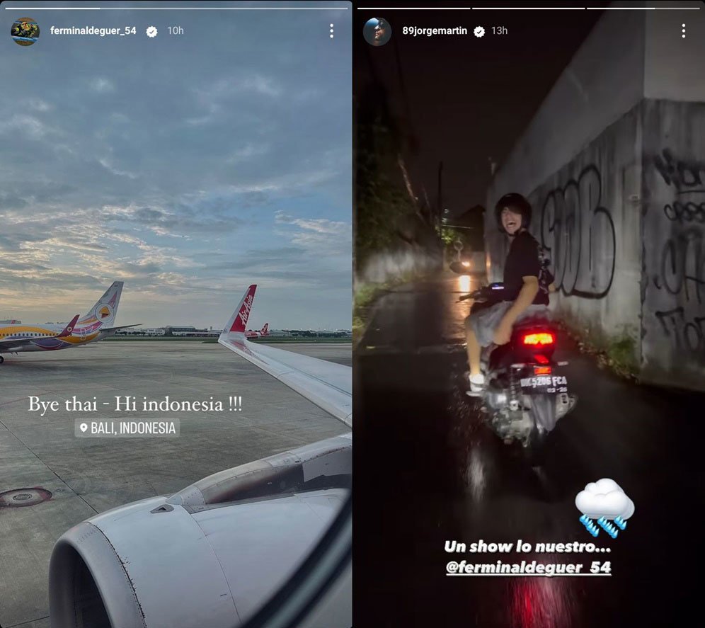 Pembalap Speed Up Racing Moto2, Fermin Aldeguer, saat berangkat dan berada di Bali. (c) Instagram/FerminAldeguer_54