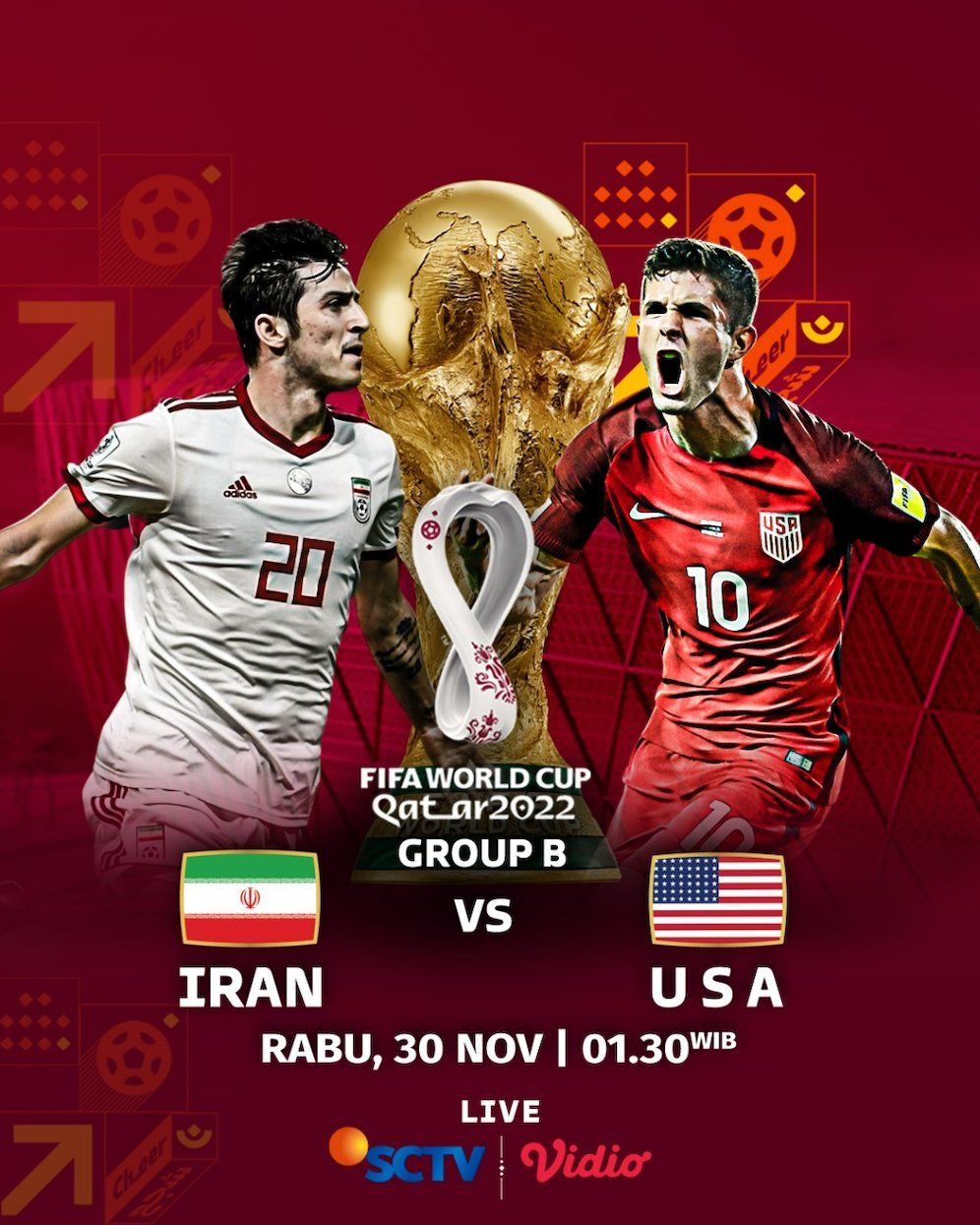 Laga Grup B Piala Dunia 2022: Iran vs Amerika Serikat (c) SCM