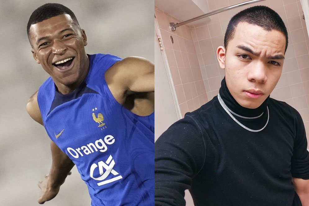 Kylian Mbappe dan Saaih Halilintar (c) AP Photo/Christophe Ena, Instagram/saaihhalilintar