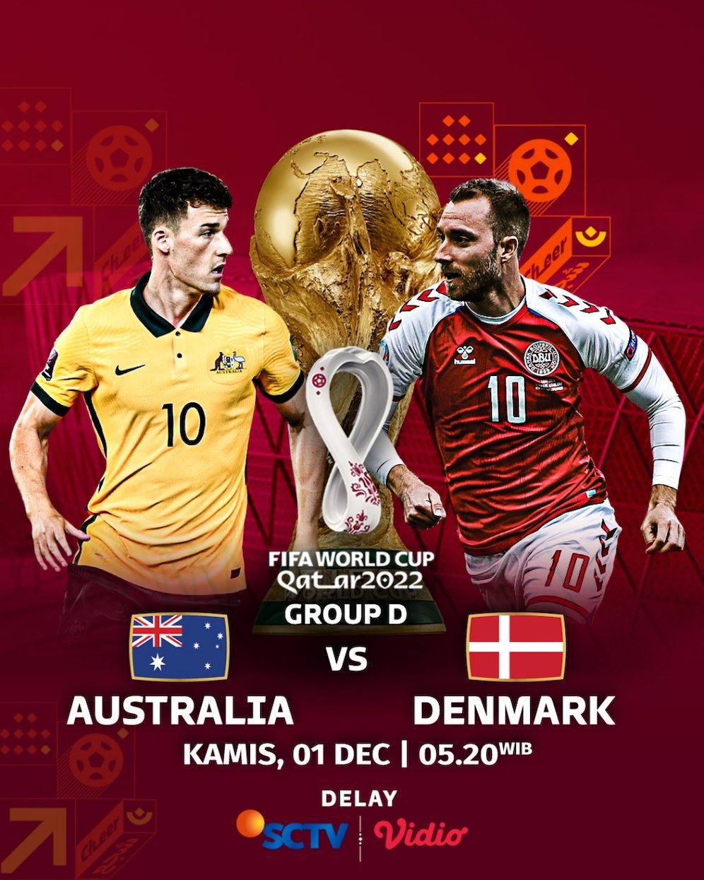 Laga tunda Piala Dunia 2022: Australia vs Denmark (c) SCM