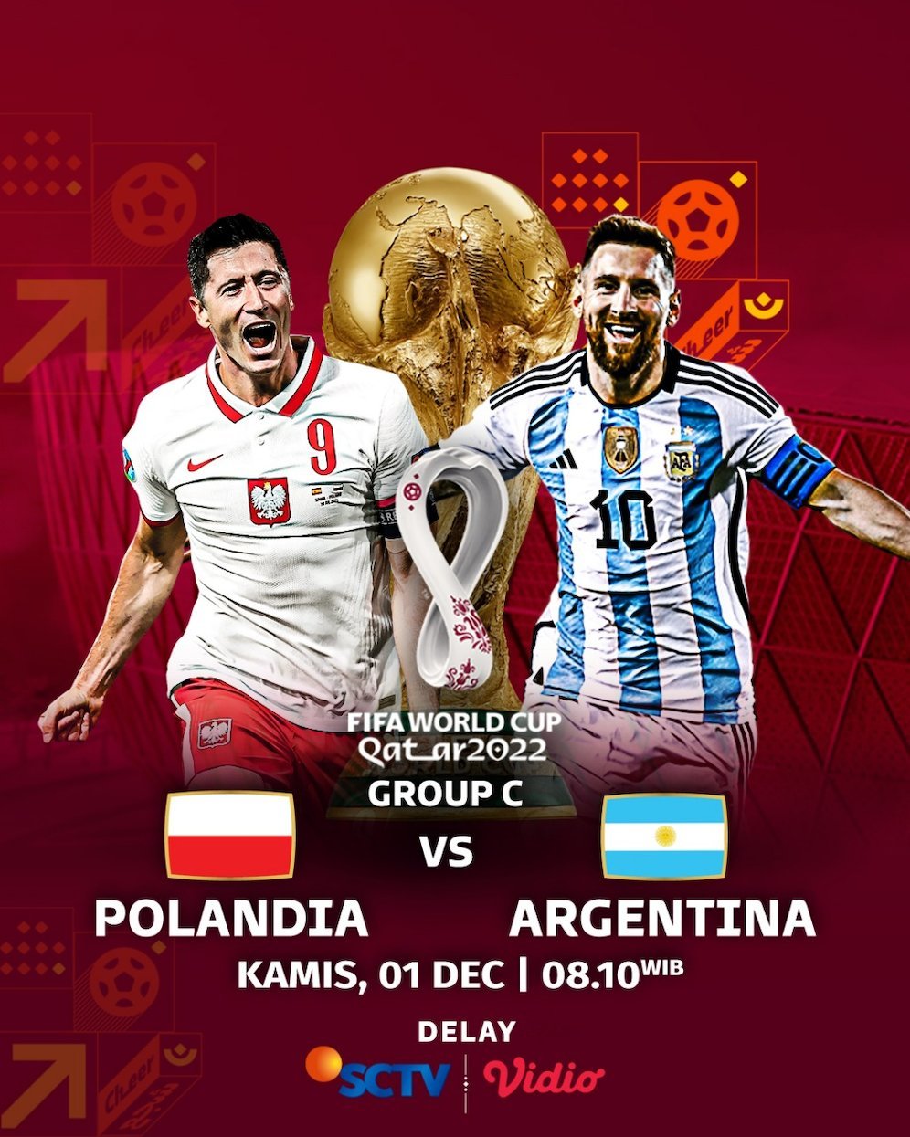 Laga tunda Piala Dunia 2022: Polandia vs Argentina tayang di SCTV, Vidio dan MOJI (c) SCM