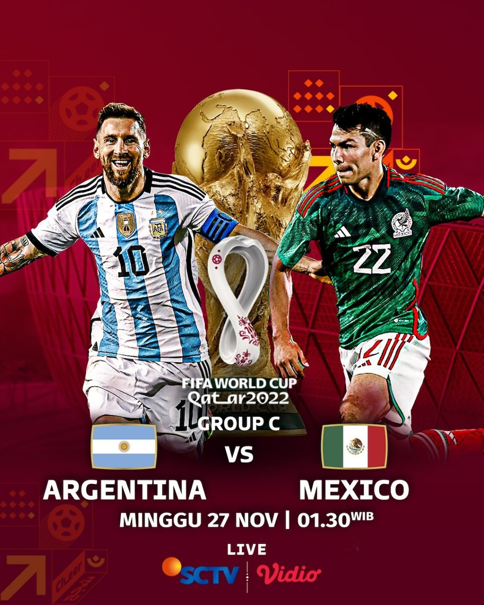 Duel Piala Dunia 2022 Argentina vs Meksiko. (c) SCM