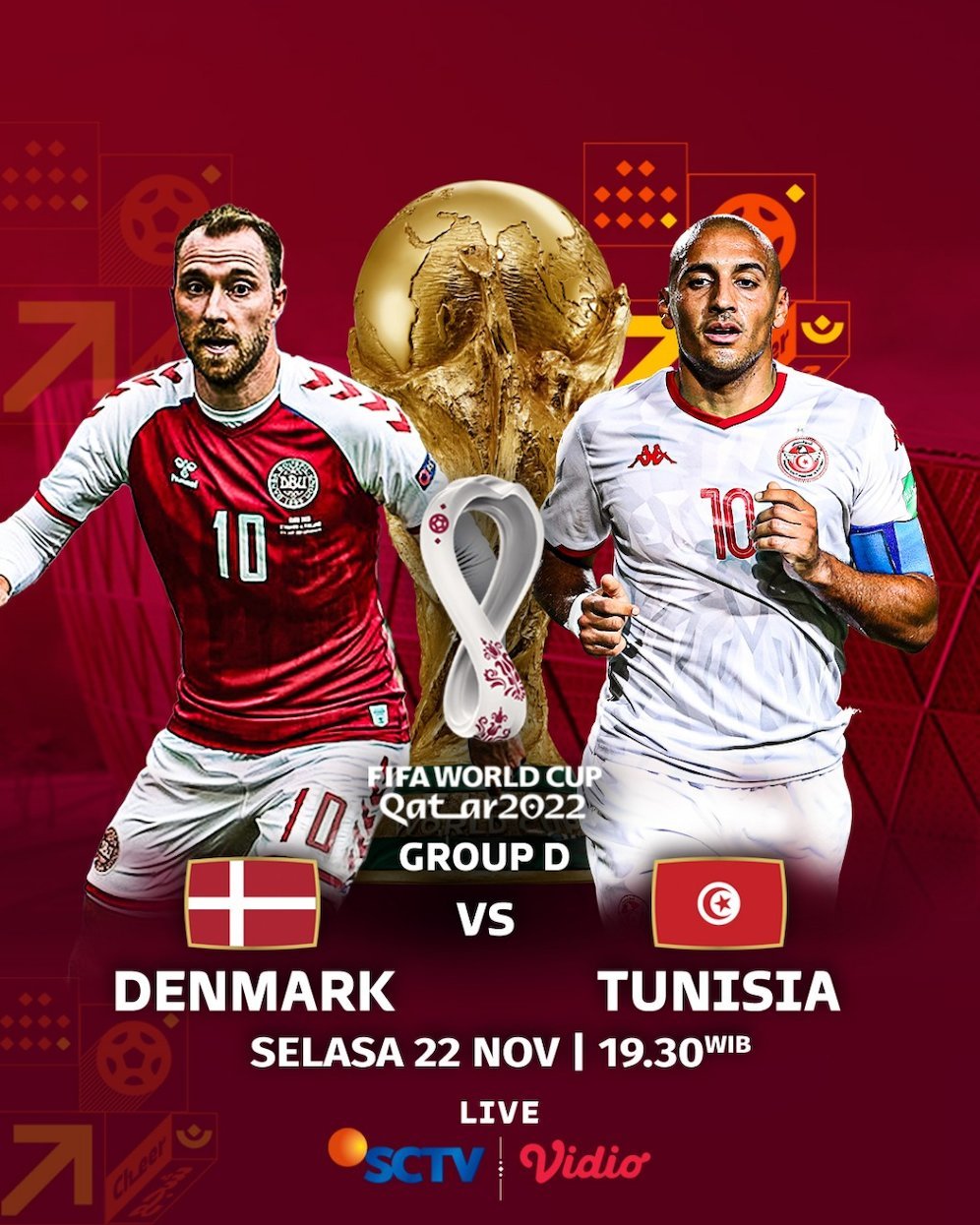 Pertandingan Grup D Piala Dunia 2022, Denmark vs Tunisia (c) SCM