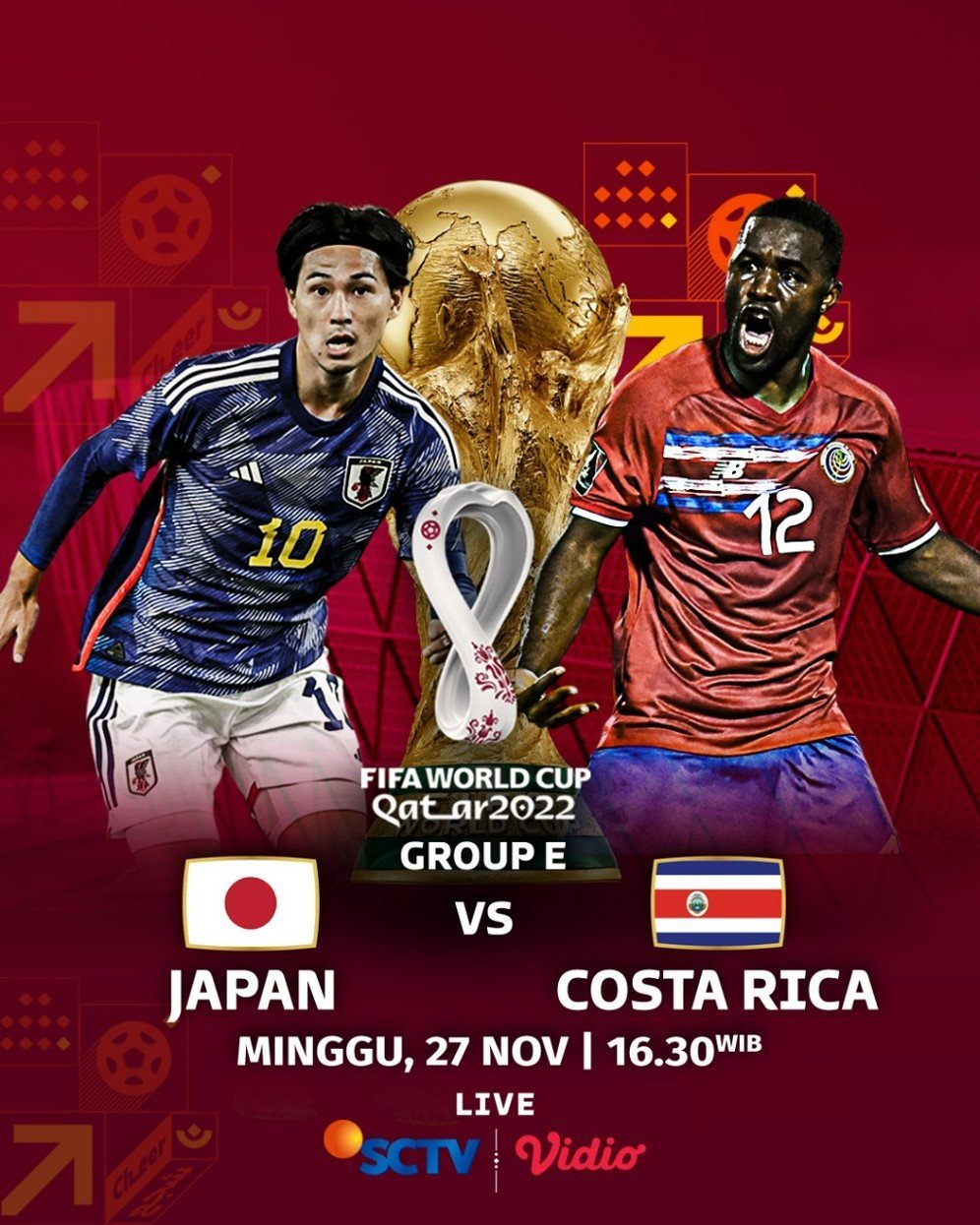 Duel Jepang vs Kosta Rika di Piala Dunia 2022 (c) SCM