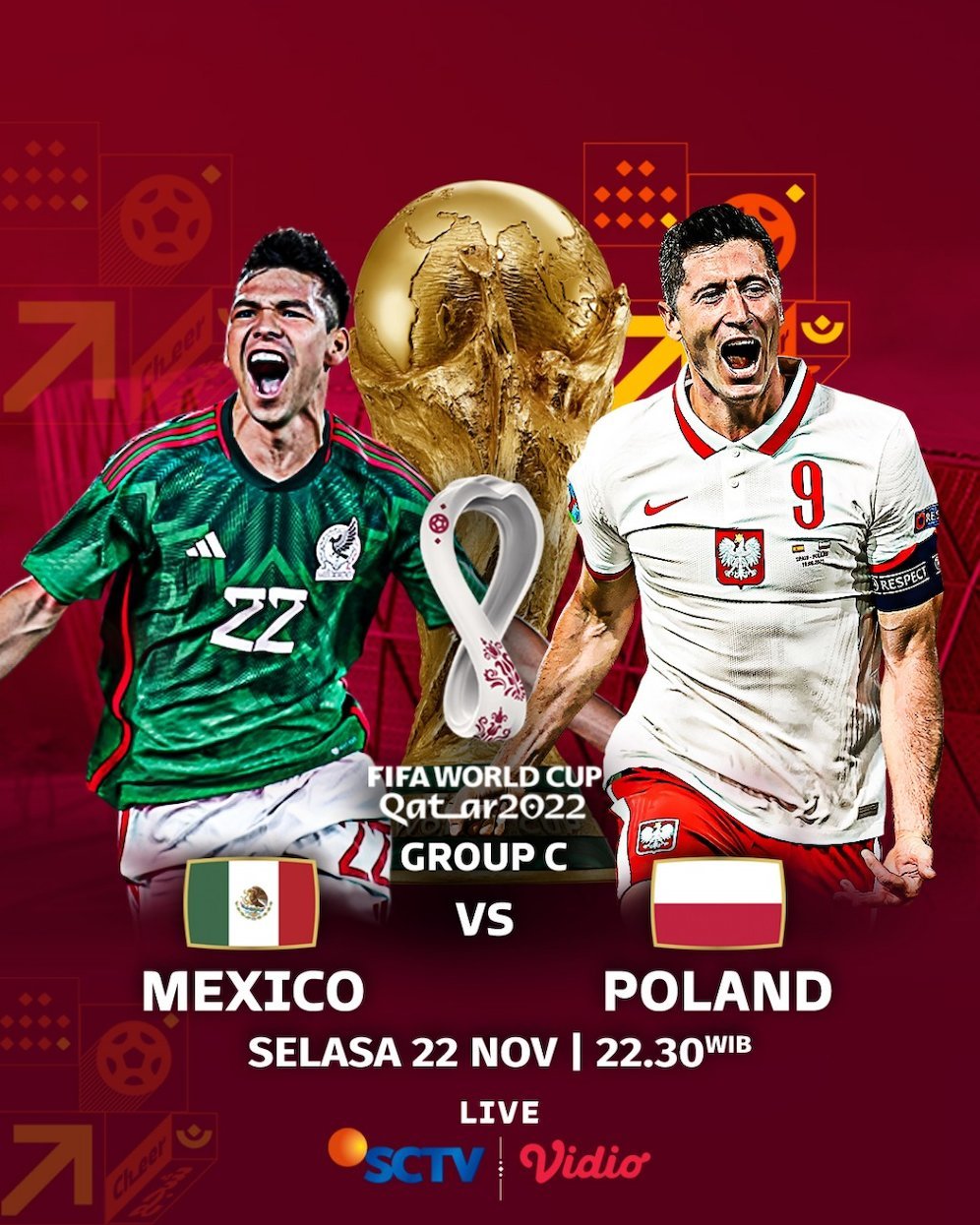 Pertandingan Grup C Piala Dunia 2022, Meksiko vs Polandia (c) SCM