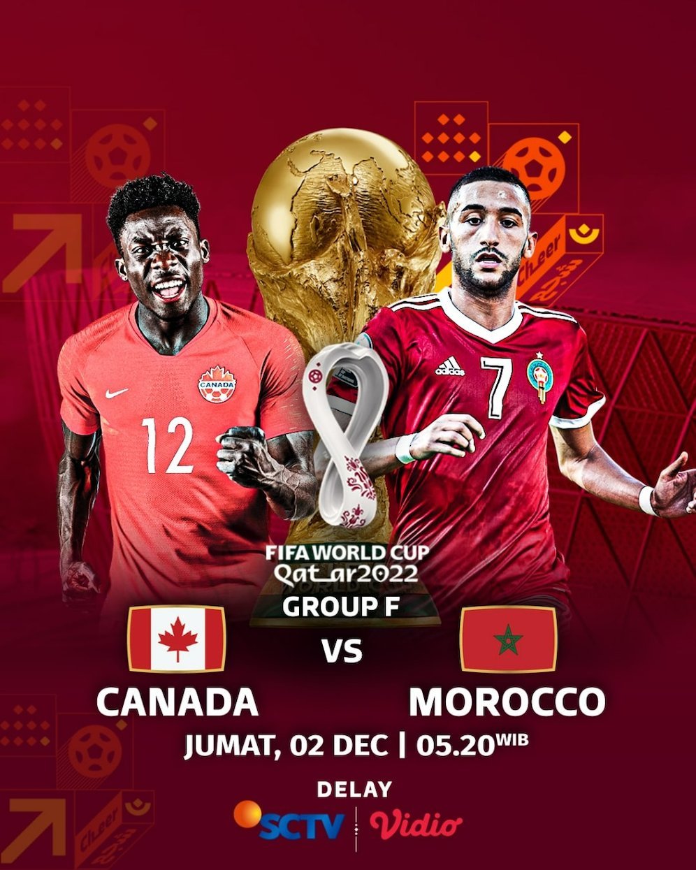 Laga tunda Piala Dunia 2022: Kanada vs Maroko, 2 Desember 2022 (c) SCM