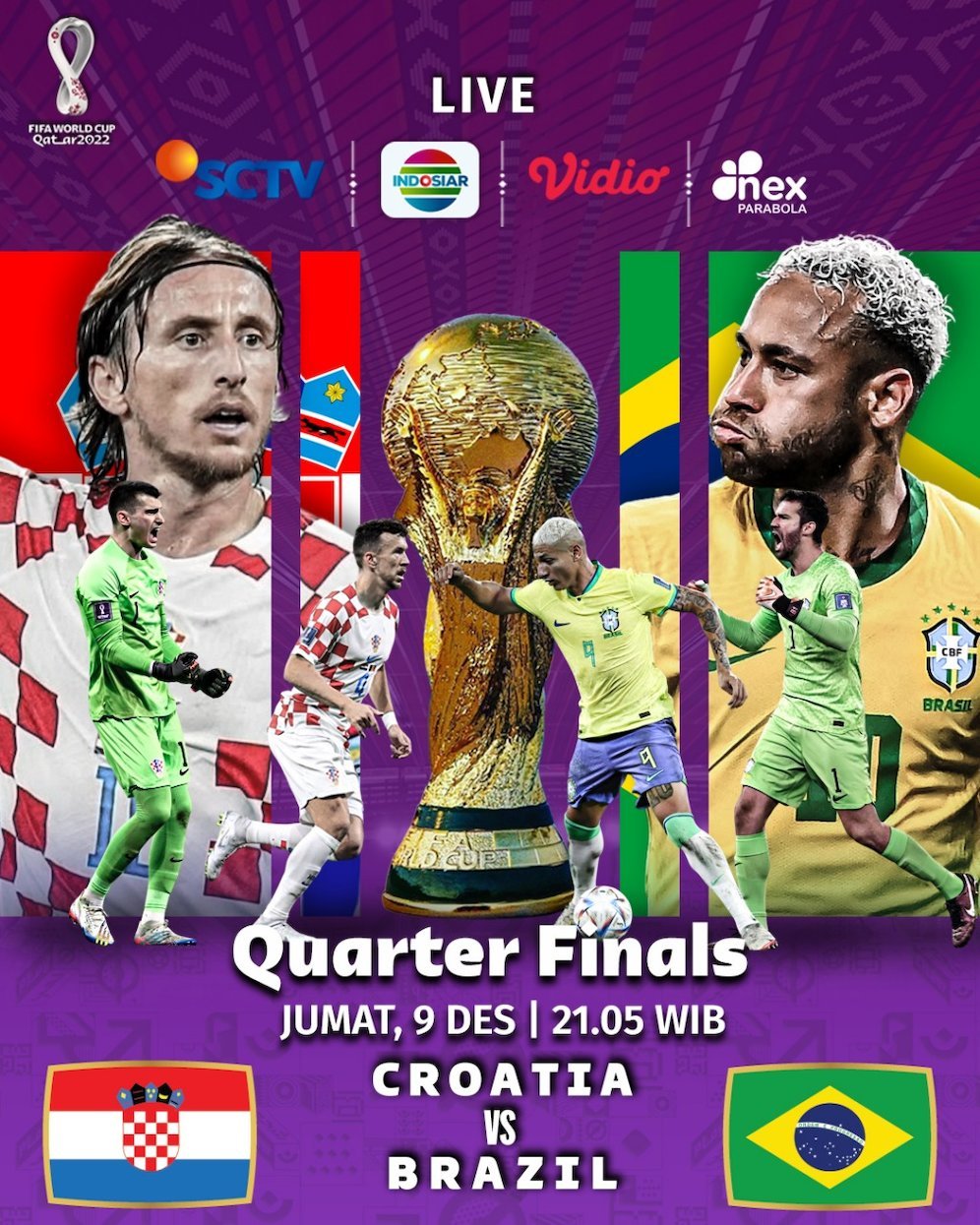 Pertandingan perempat final Piala Dunia 2022: Kroasia vs Brasil (c) SCM