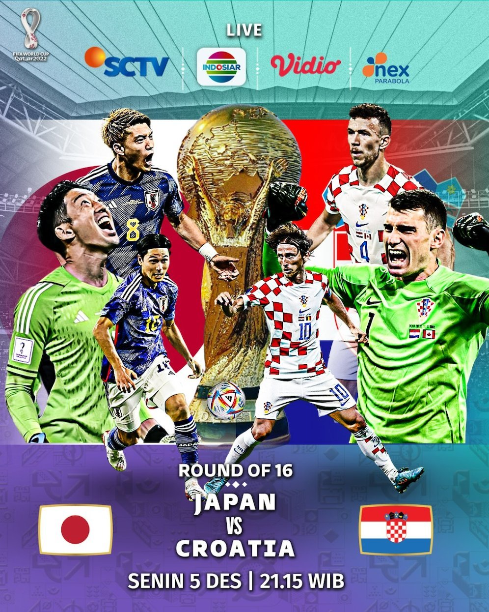 Jadwal Jepang vs Kroasia di Piala Dunia 2022. (c) SCM