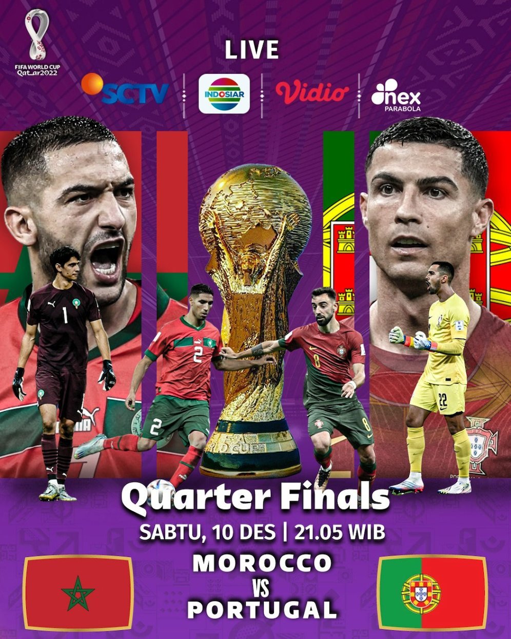 Pertandingan perempat final Piala Dunia 2022: Maroko vs Portugal (c) SCM