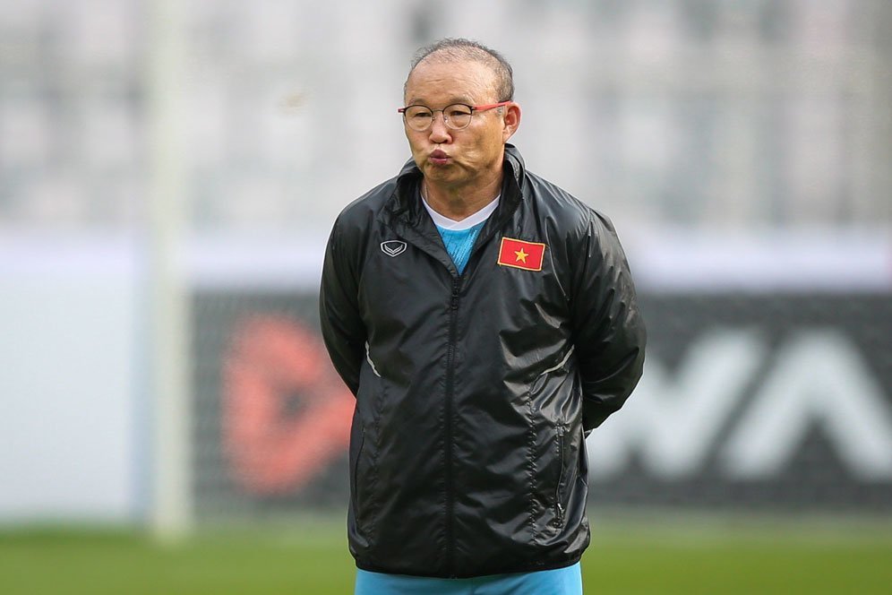 Pelatih Timnas Vietnam, Park Hang-seo, pada sesi latihan di Stadion Gelora Bung Karno jelang leg pertama semifinal Piala AFF 2022 (c) Bagaskara Lazuardi