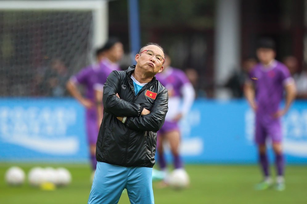 Pelatih Timnas Vietnam, Park Hang-seo, pada sesi latihan di Stadion Gelora Bung Karno jelang leg pertama semifinal Piala AFF 2022 (c) Bagaskara Lazuardi