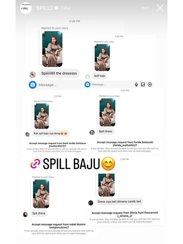 Salah satu spill produk di Instagram story @tasyafarasya (c) Instagram/tasyafarasya