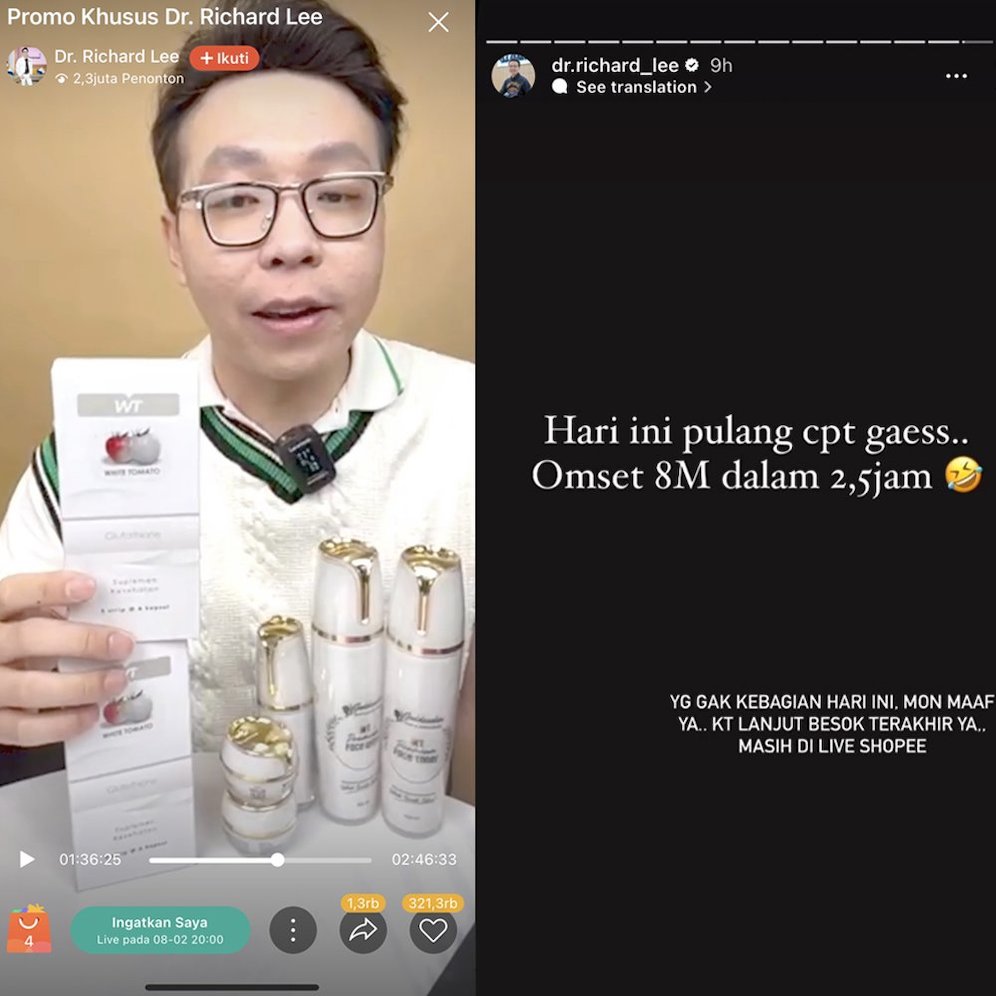 dr. Richard Lee (c) Shopee Live & Instagram @dr.richard_lee