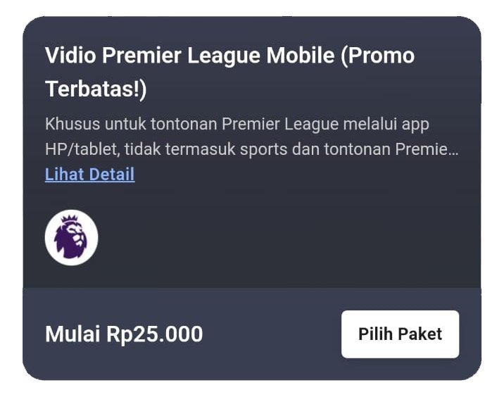 Paket promo terbatas dari Vidio untuk menonton Premier League 2023-2024 dengan lebih hemat. (c) dok.vidio