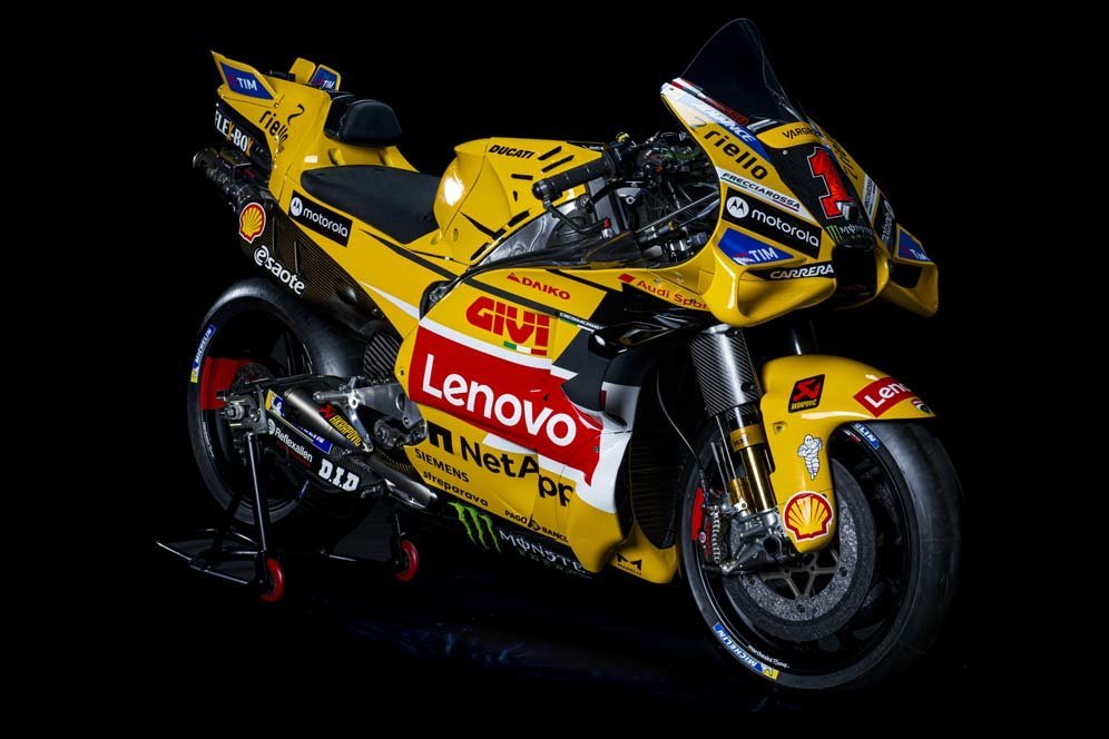 Motor Desmosedici GP23 dengan corak Giallo Ducati di MotoGP San Marino 2023. (c) Ducati Corse