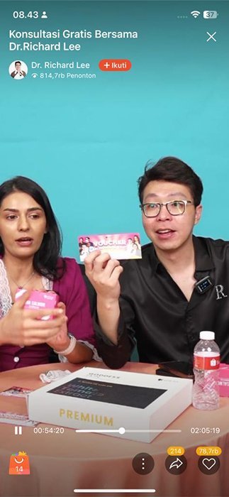 Capture Shopee Live dr. Richard Lee (c) Capture Shopee Live dr. Richard Lee