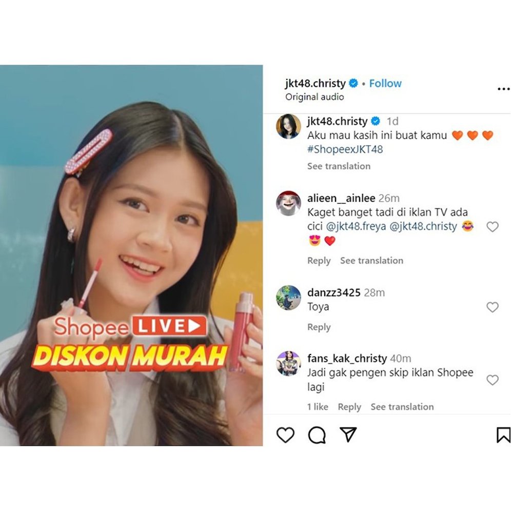 Christy Jkt48. (c) Instagram.com/jkt48.christy