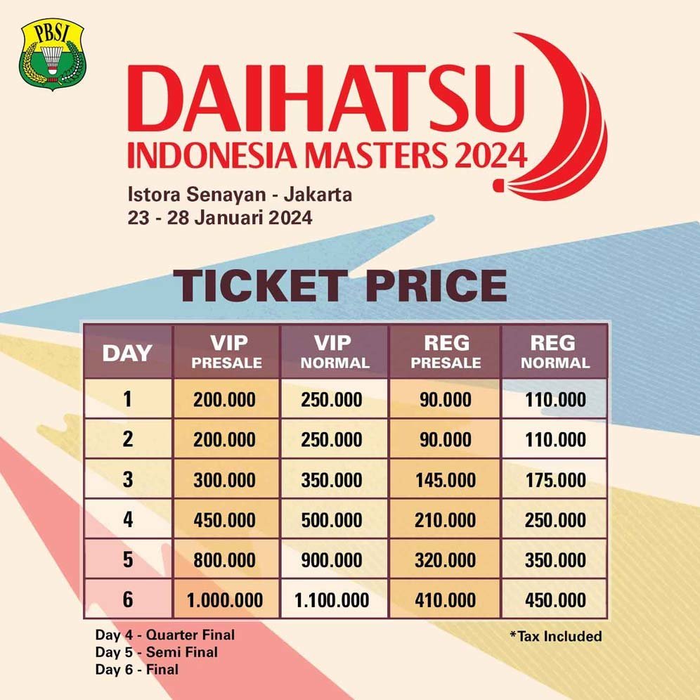Cara Beli dan Harga Tiket Indonesia Masters 2024, Jangan Sampai