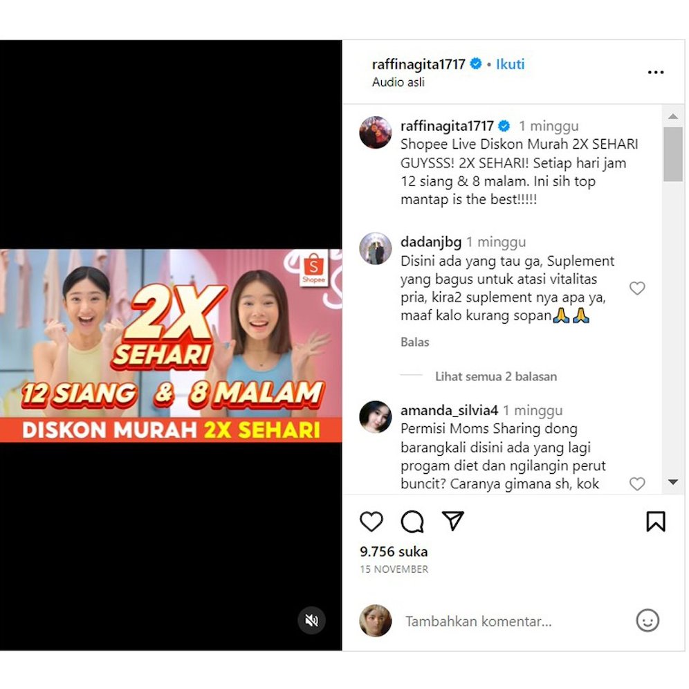 Postingan Raffi Ahmad. (c) Instagram/raffinagita1717