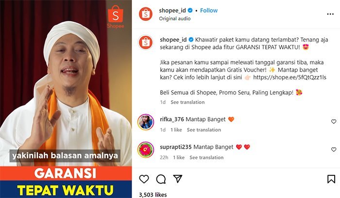 Opick juga ikut mengungkapkan keuntungan dari program Garansi Tepat Waktu di Shopee. (c) Shopee Live