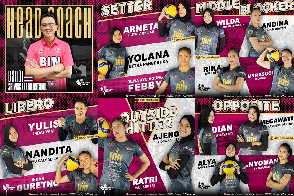 Roster Jakarta BIN di Proliga 2024. (c) IG/BINVolleyballClub