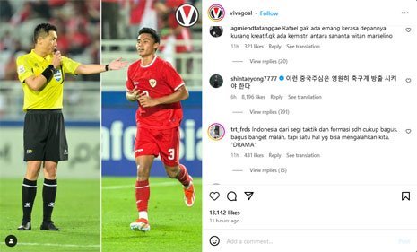 Shin Tae-yong memberi komentar pedas pada kepemimpinan wasit Shen Yinhao (c) Tangkap layar Instagram Vivagoal