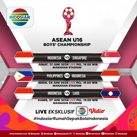 Jadwal Piala AFF U-16 di Indosiar (c) Indosiar