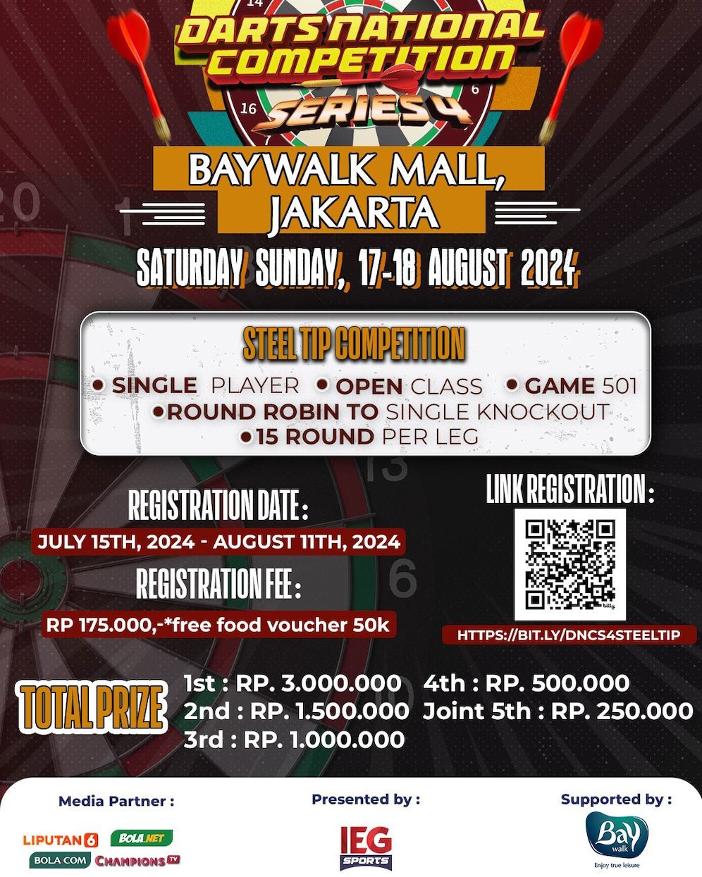 Darts National Competition Series 04 bakal digelar pada 17-18 Agustus 2024 (c) Istimewa