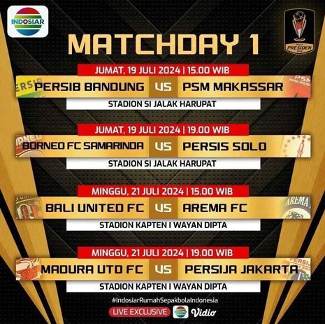 Jadwal matchday pertama Piala Presiden 2024 (c) Indosiar