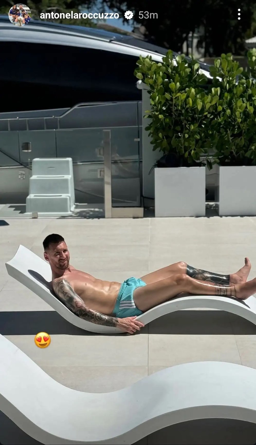 Lionel Messi sedang menikmati liburan, musim panas 2024 (c) instagram.com/antonelaroccuzzo