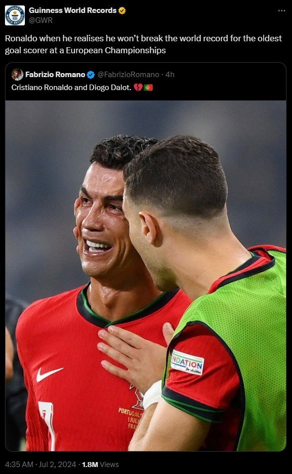 Cuitan Guiness World Records soal Cristiano Ronaldo (c) Bola/X