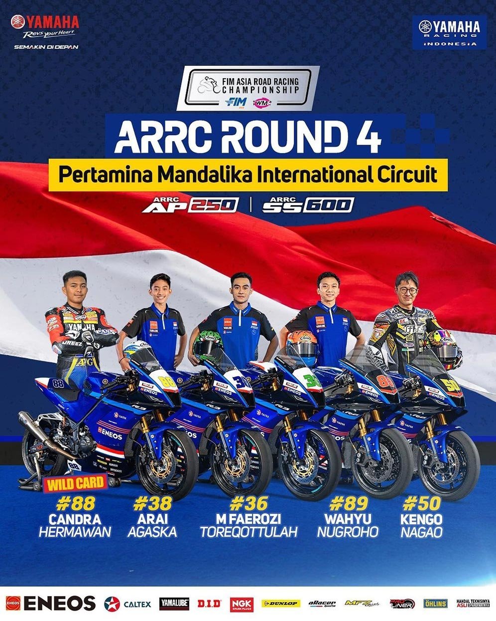 Line up pembalap Yamaha Racing Indonesia di ARRC Mandalika 2024. (c) Yamaha Indonesia