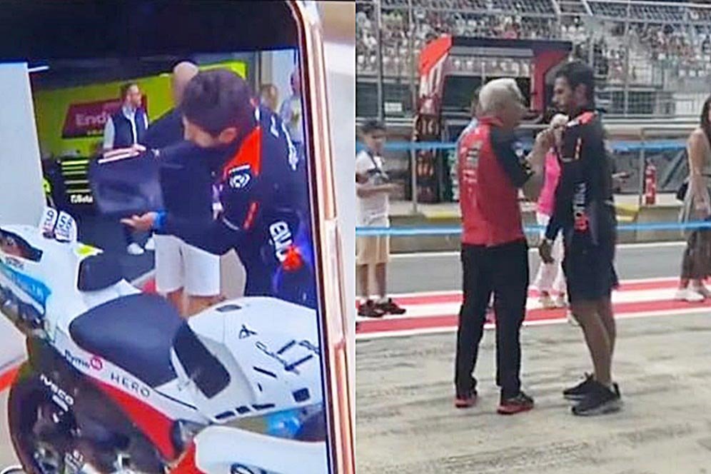 Davide Tardozzi mengamuk usai insinyur Aprilia terang-terangan memindai motor Ducati milik Marco Bezzecchi. (c) X/tertuliamotogp, RuizSantaclara