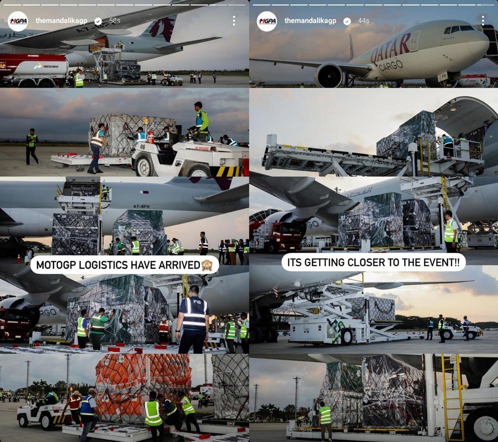 Logistik MotoGP Indonesia 2024 berdatangan ke Mandalika, Lombok. (c) Instagram/TheMandalikaGP