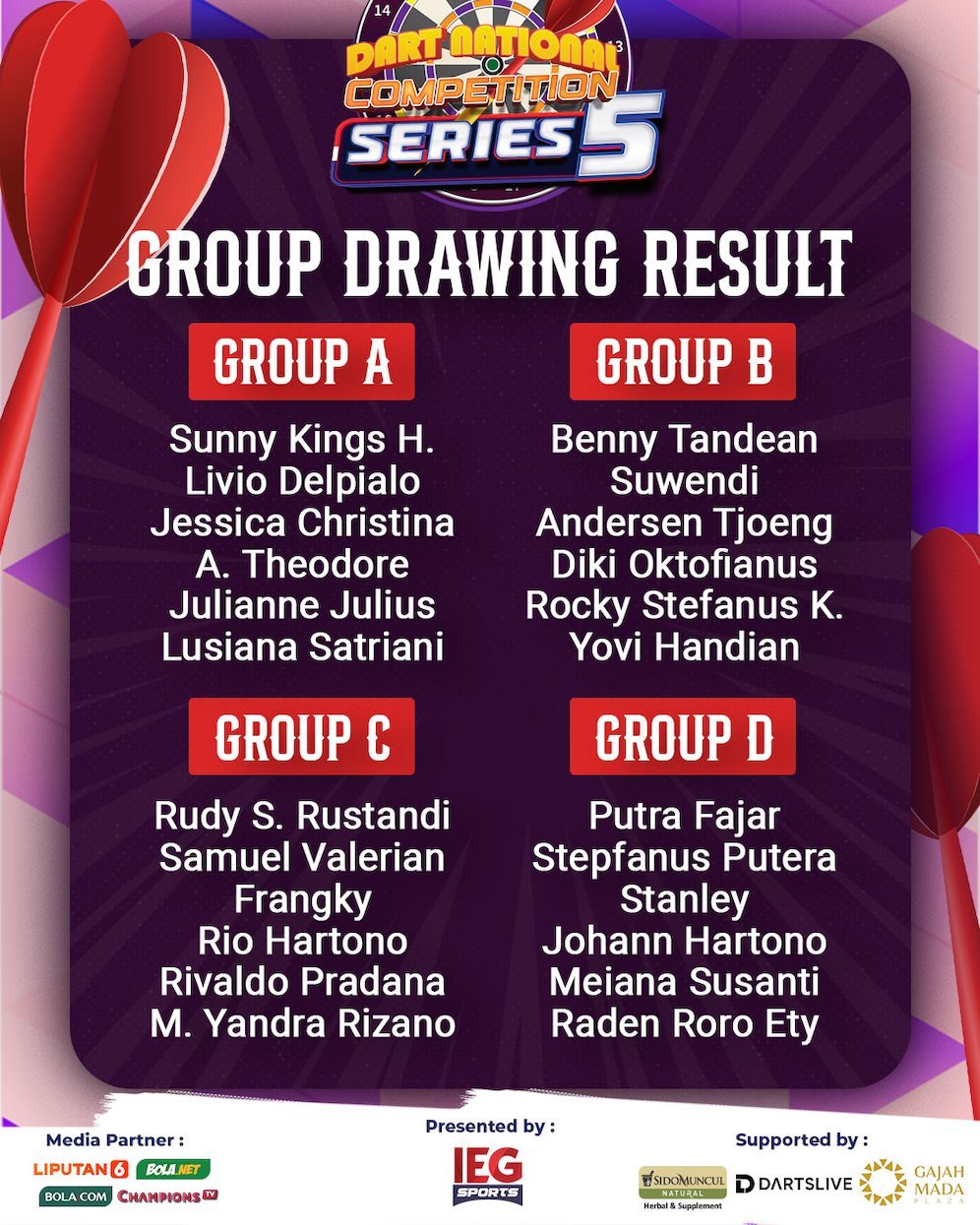 Hasil drawing Darts National Competition series 05 (c) Istimewa