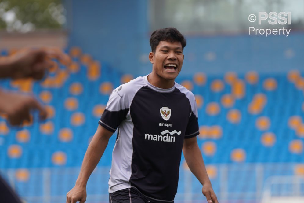 Wahyu Prasetyo pada sesi latihan Timnas Indonesia (c) PSSI