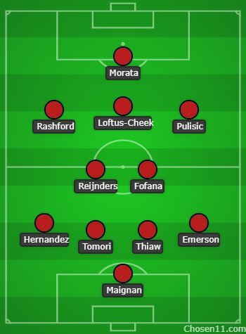 Prediksi starting XI Milan dengan hadirnya Marcus Rashford. (c) Chosen 11