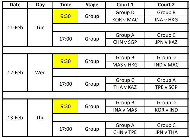 Jadwal Badminton Asia Mixed Team Championship 2025 (c) Ist