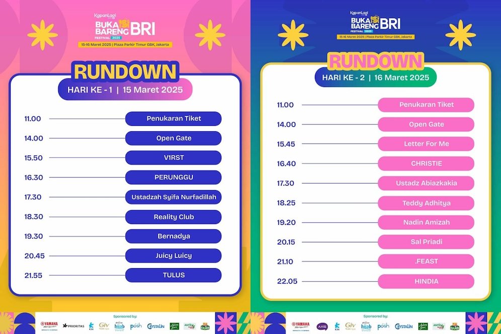 Rundown Kapanlagi Buka Bareng BRI Festival 2025. (c) dok.KLY