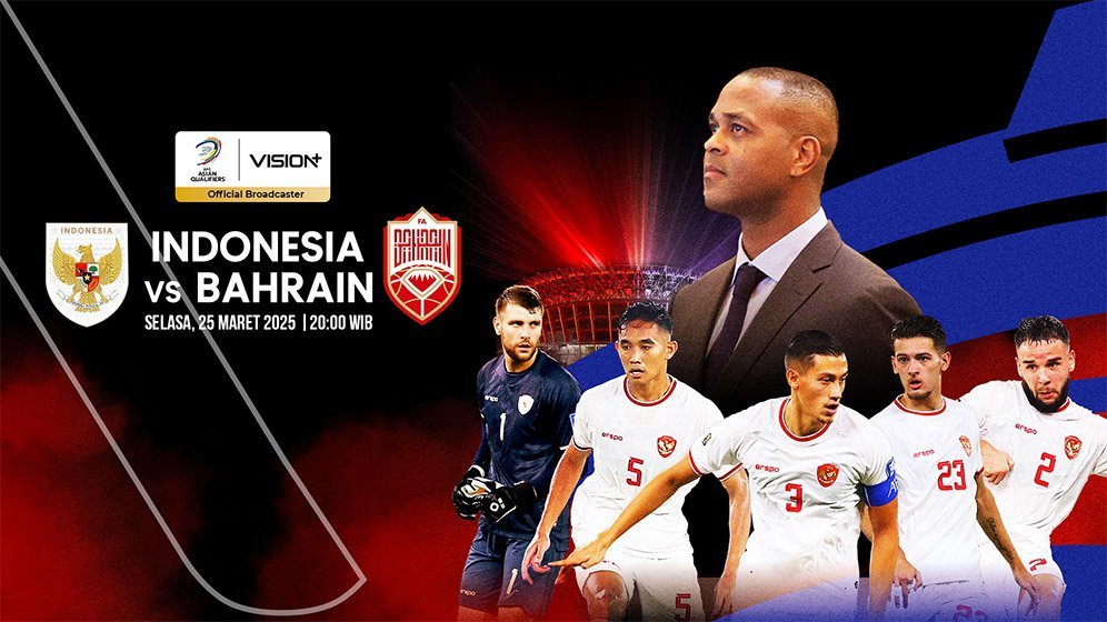 Duel Indonesia vs Bahrain bisa disaksikan di Visionplus. (c) dok.Visionplus