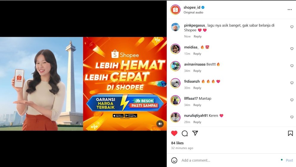 Unggahan di Instagram Shopee. (c) Istimewa