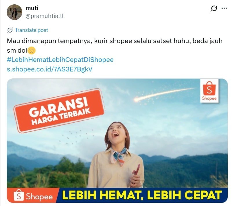 Unggahan iklan Shopee di X. (c) Istimewa