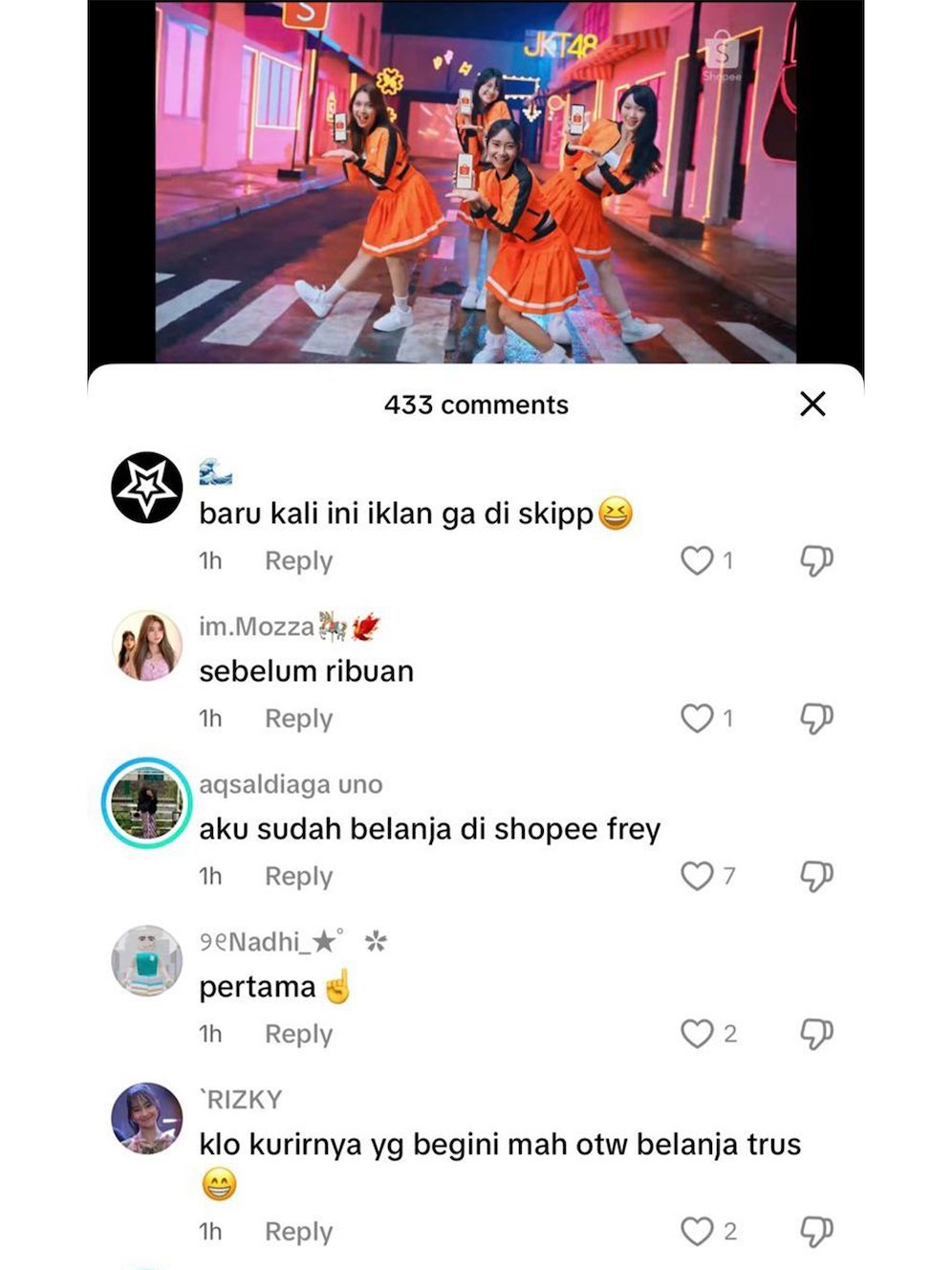 JKT48 TikTok Comment. (c) Istimewa