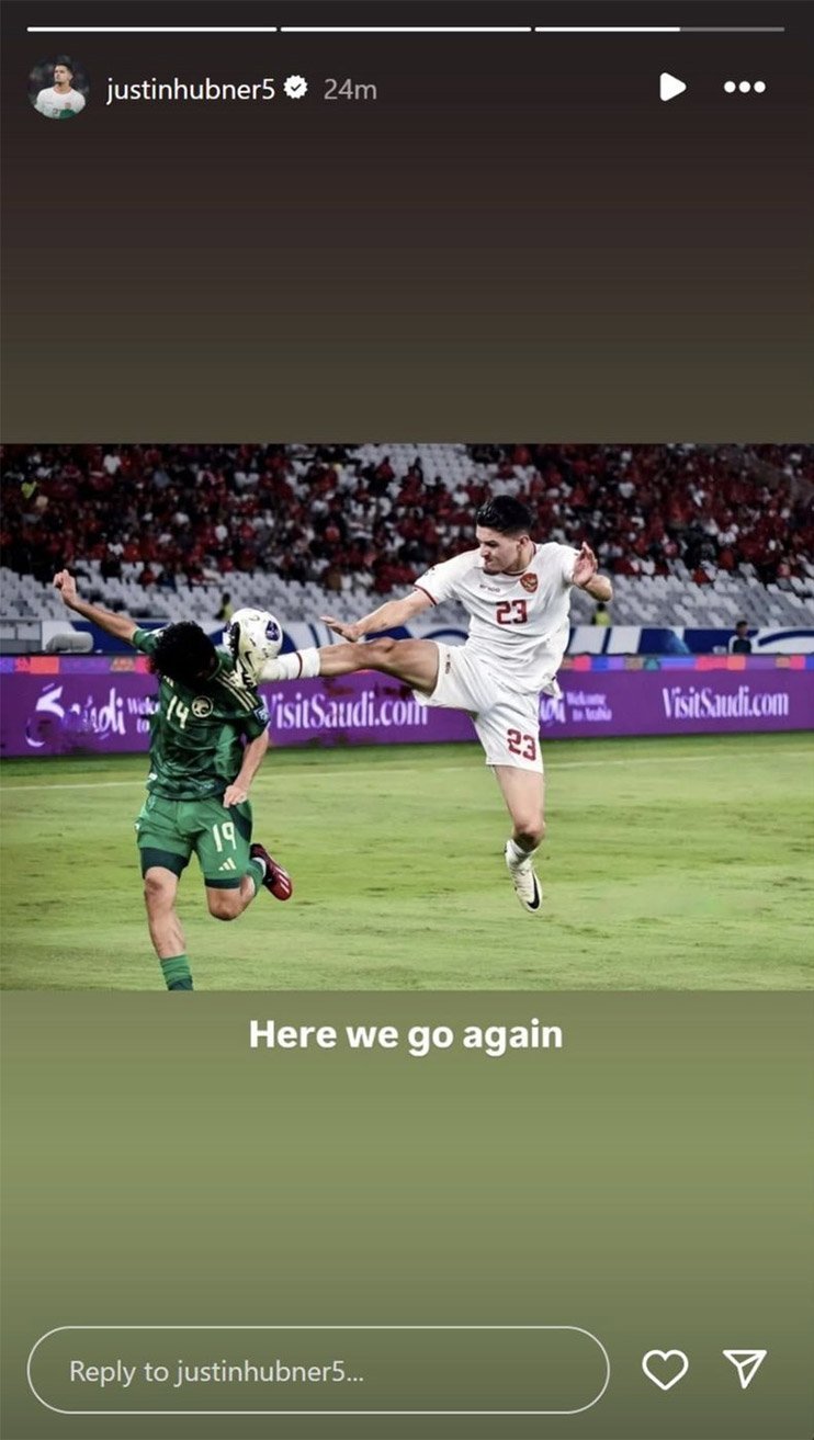 Tangkapan layar dari unggahan Justin Hubner. (c) instagram/justinhubner5