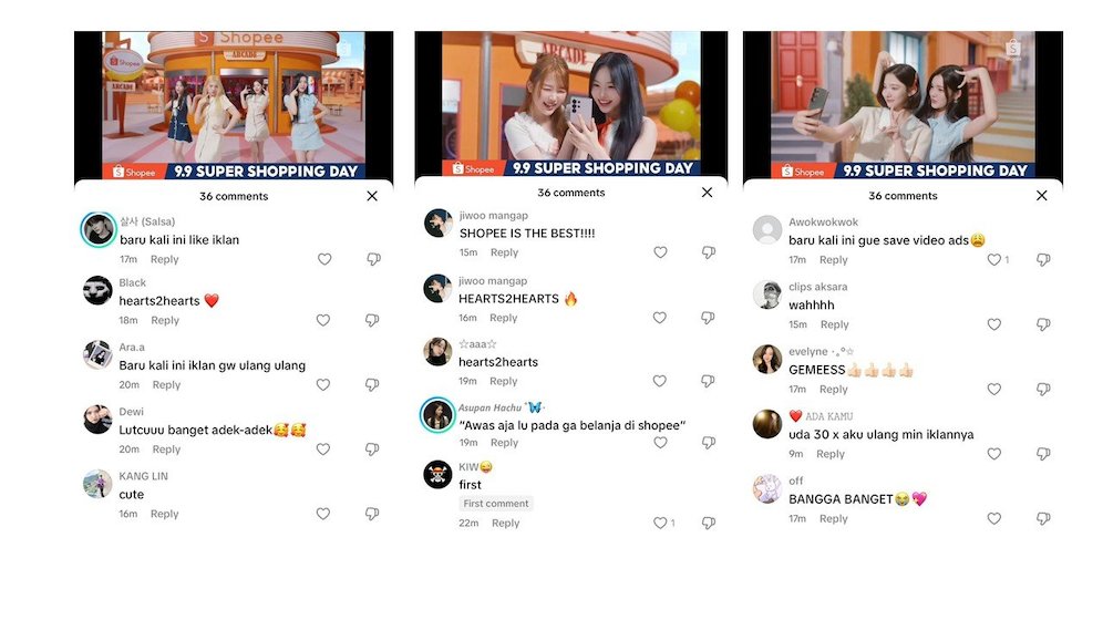 Komentar Hearts2Hearts di TikTok. (c) Istimewa