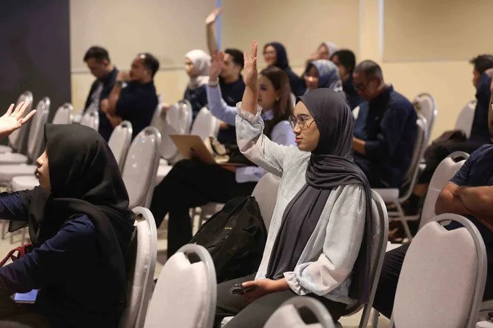 Antusiasme peserta seminar Upstream Force We Are The Energy di Auditorium Lantai 2 Gedung IDE FTUI, Selasa (4/11/2025) (c) Liputan6.com/Helmi Fithriansyah