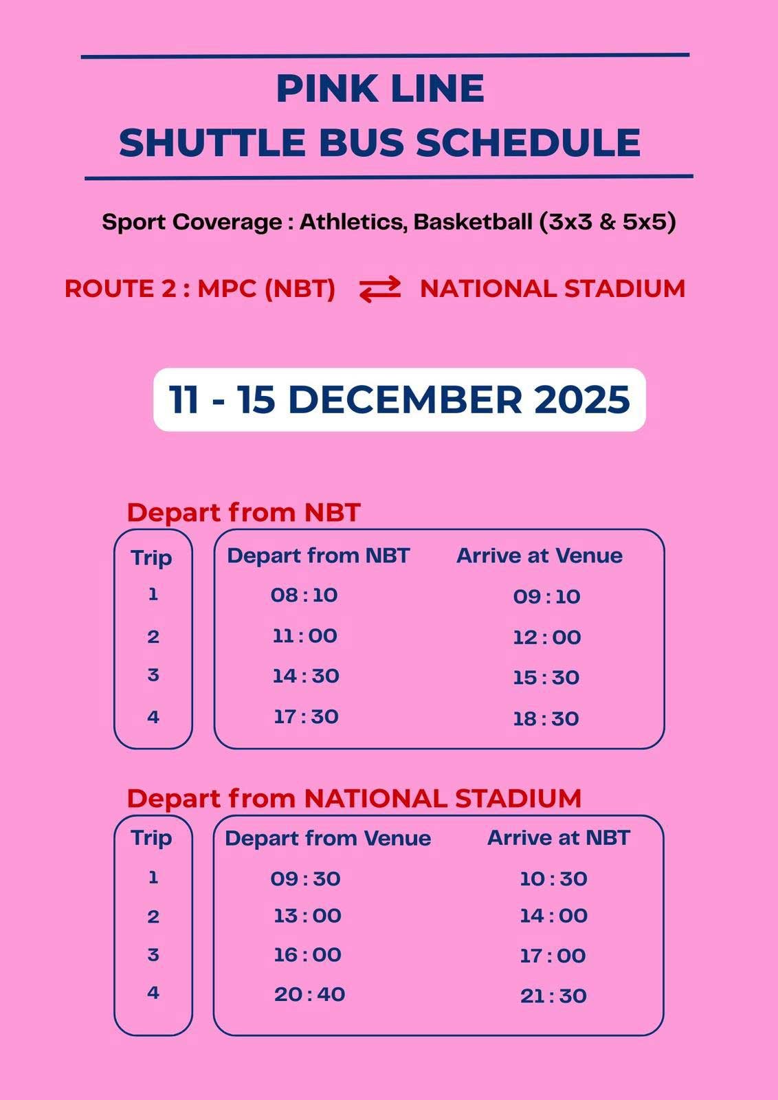 Jadwal kedatangan bus untuk menuju ke venue pertandingan SEA Games 2025 (c) Bagaskara Lazuardi