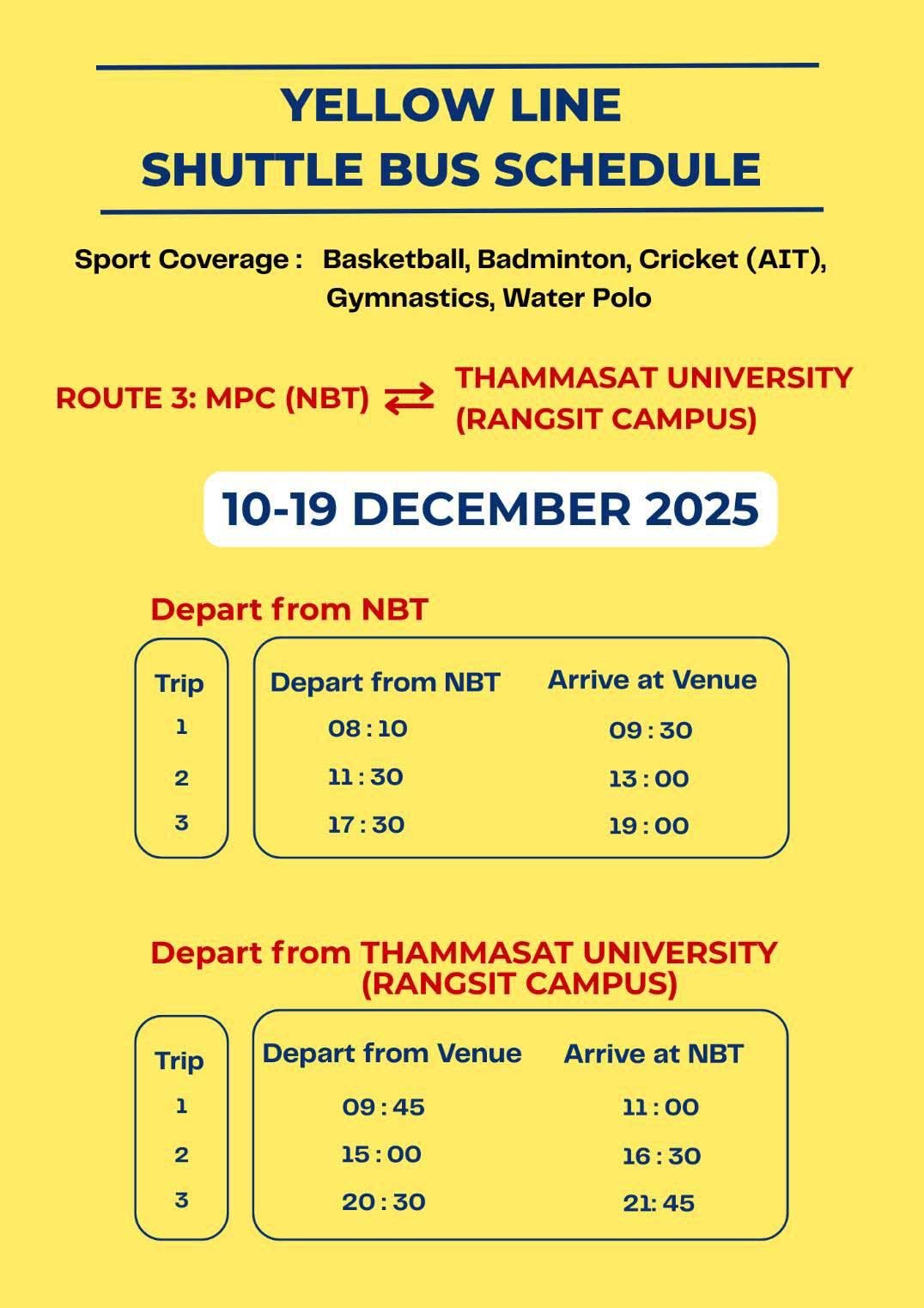 Jadwal kedatangan bus untuk menuju ke venue pertandingan SEA Games 2025 (c) Bagaskara Lazuardi