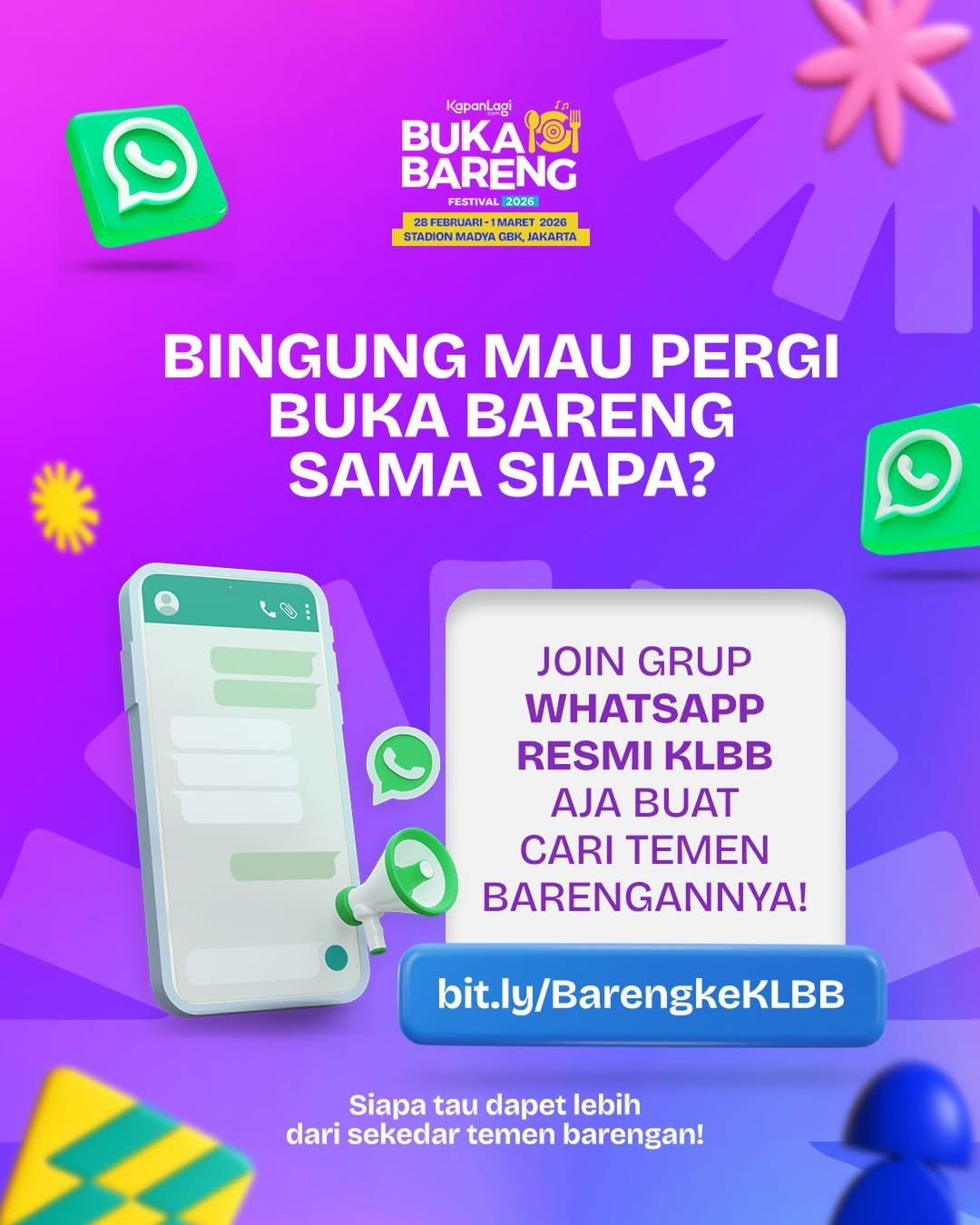 Join group WhatsApp untuk cari teman di KLBB 2026. (c) dok.KLY
